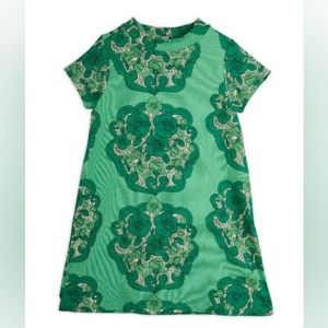 Mini Rodini flowers AOP shirt sleeve dress, green, size 9-18mo (80/85)